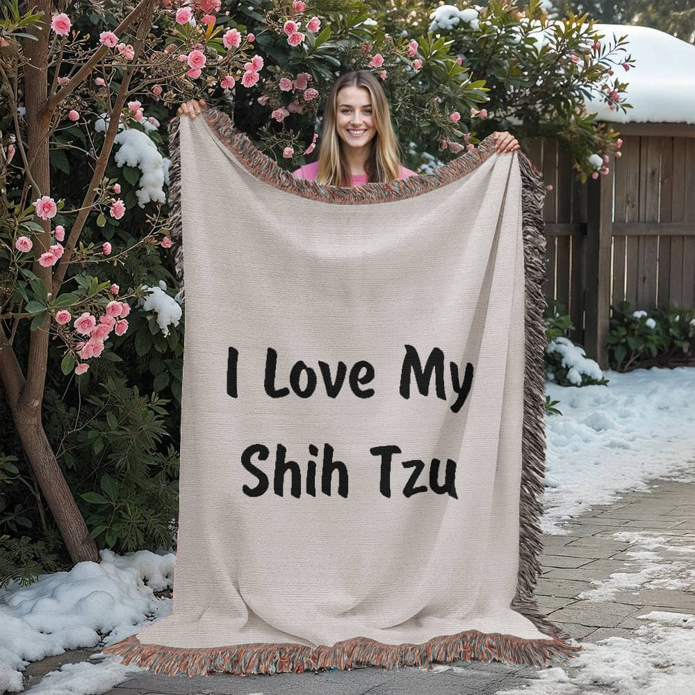 Love My Shih Tzu v4 - 60" x 80" Heirloom Woven Blanket