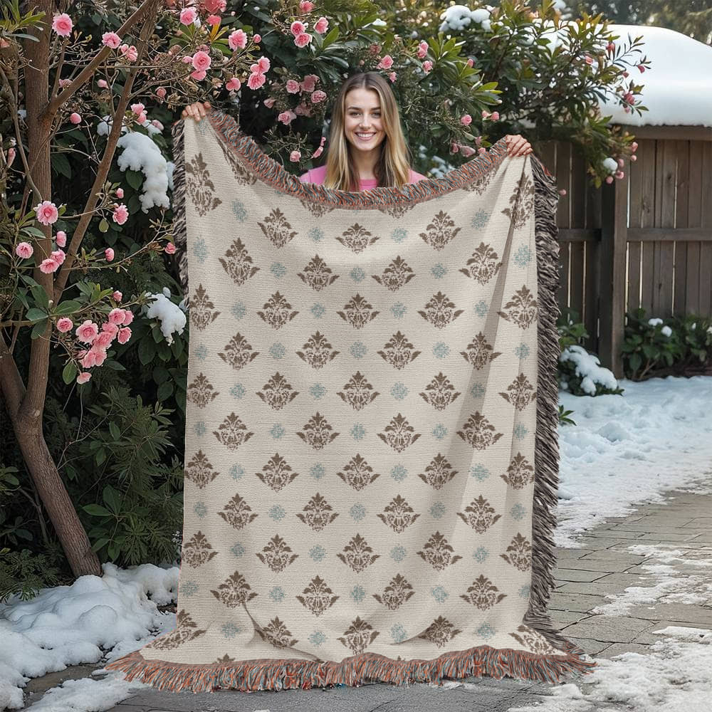 Damask Pattern 007 - 60" x 80" Heirloom Woven Blanket