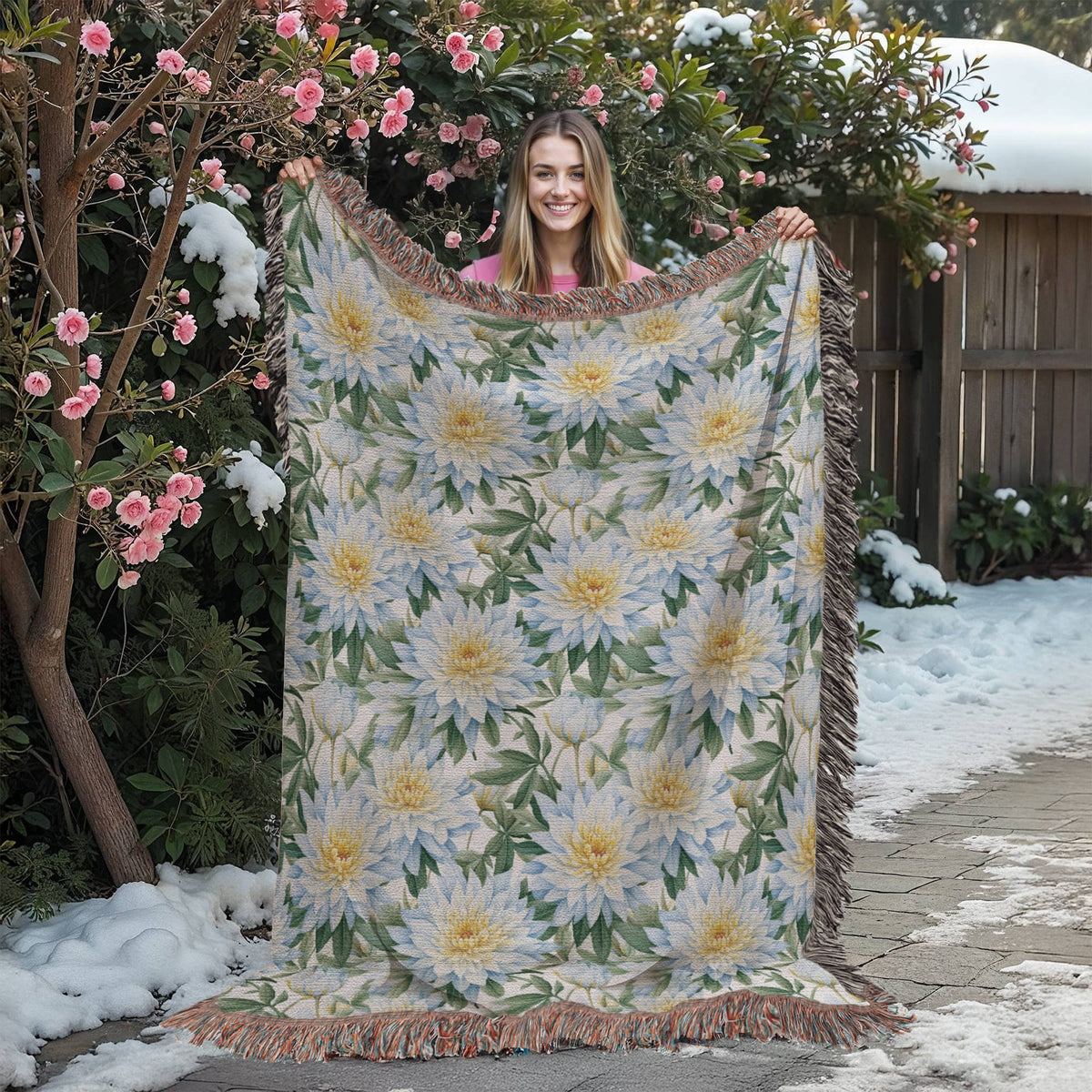 Spring Flowers Pattern 012 - 60" x 80" Heirloom Woven Blanket