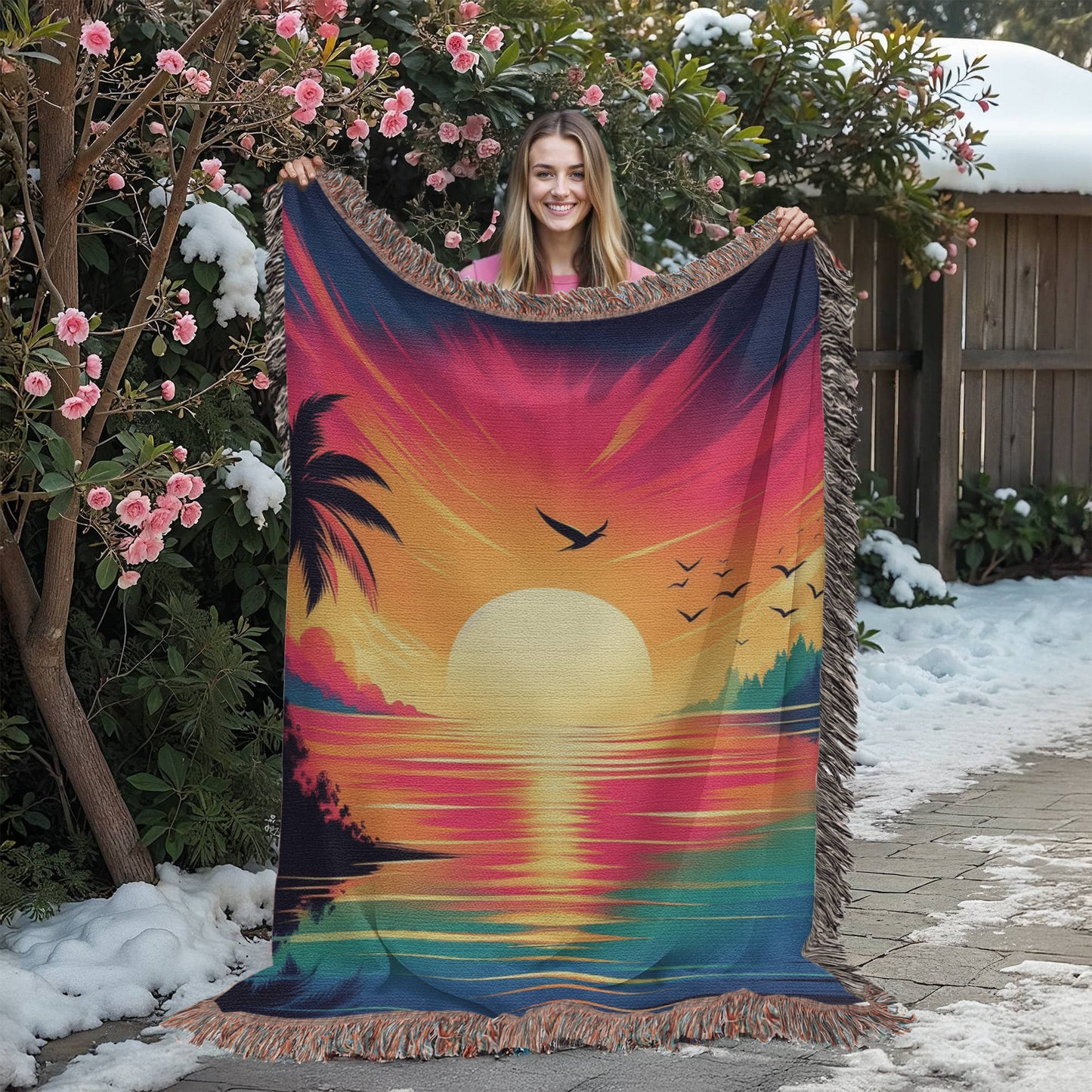 Colorful Sunset 02 - 60" x 80" Heirloom Woven Blanket