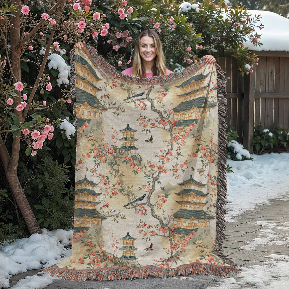 Chinoiserie Pattern 001 - 60" x 80" Heirloom Woven Blanket