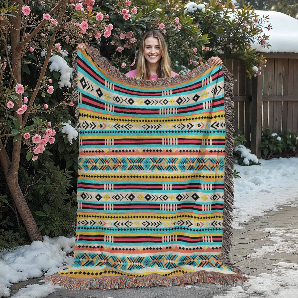 Mexican Textile Pattern 010 - 60" x 80" Heirloom Woven Blanket