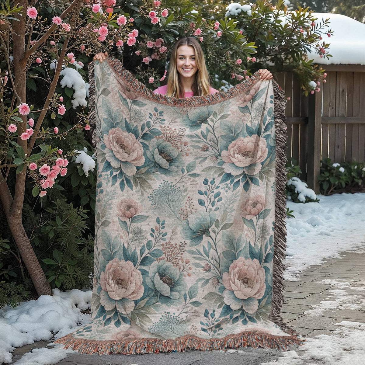 Oversized Floral Pattern 008 - 60" x 80" Heirloom Woven Blanket