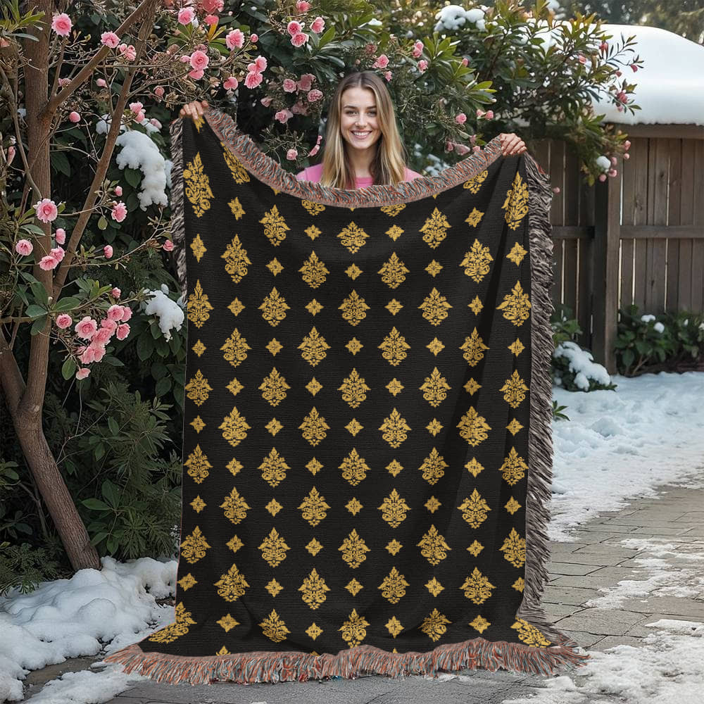 Damask Pattern 001 - 60" x 80" Heirloom Woven Blanket