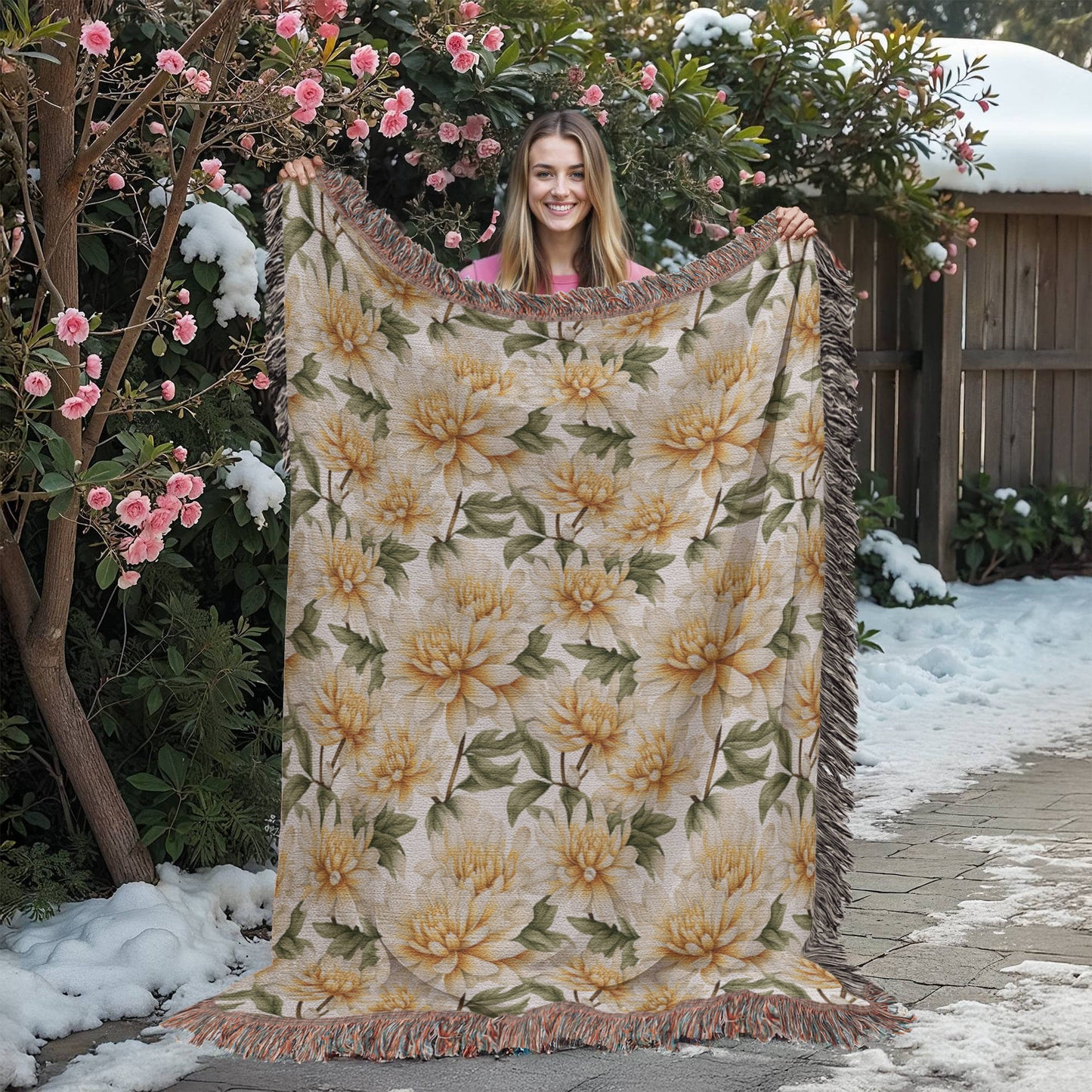 Spring Flowers Pattern 004 - 60" x 80" Heirloom Woven Blanket
