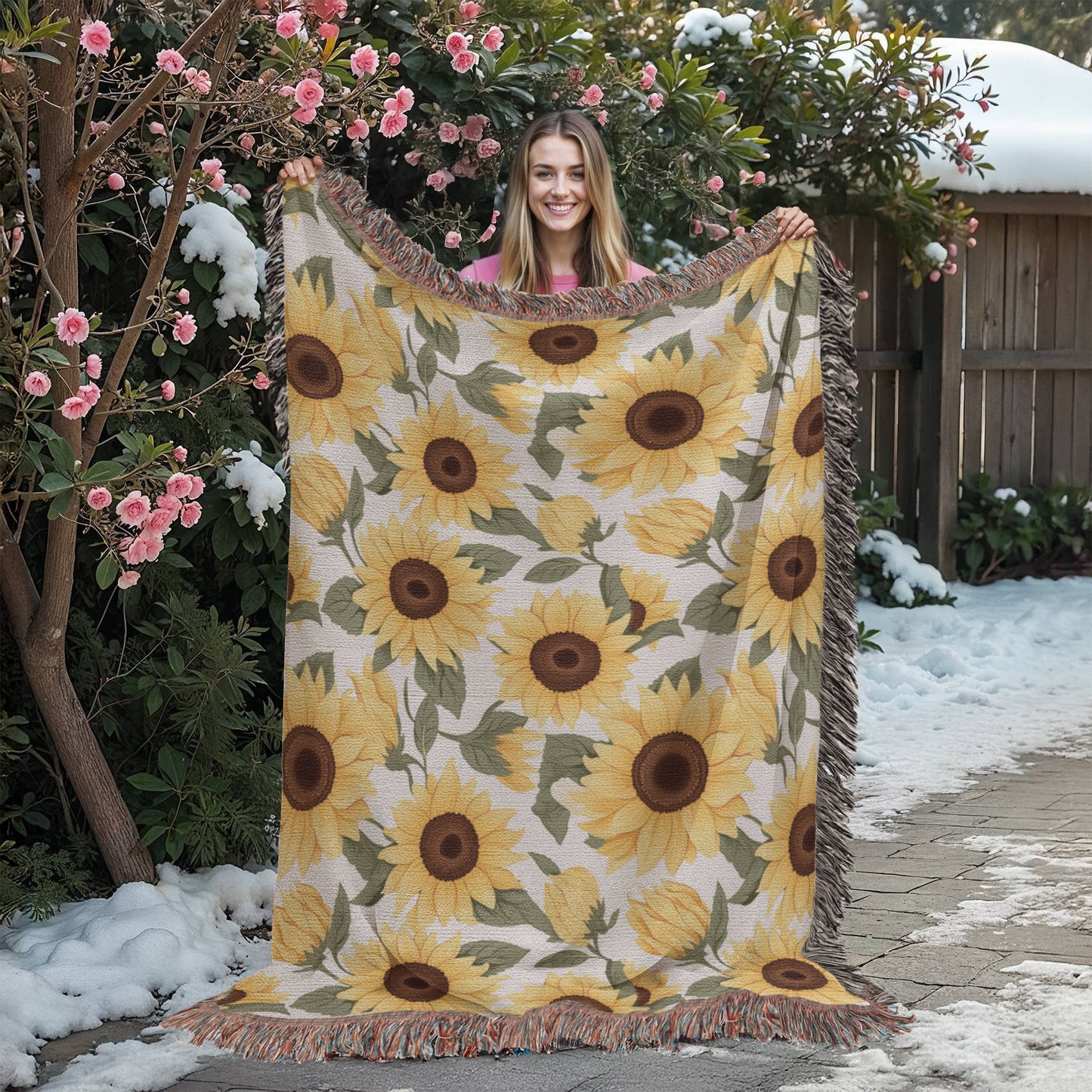 Spring Flowers Pattern 001 - 60" x 80" Heirloom Woven Blanket