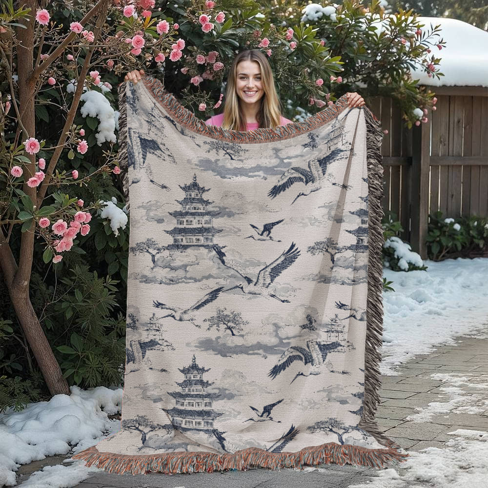 Chinese Ornament Pattern 006 - 60" x 80" Heirloom Woven Blanket