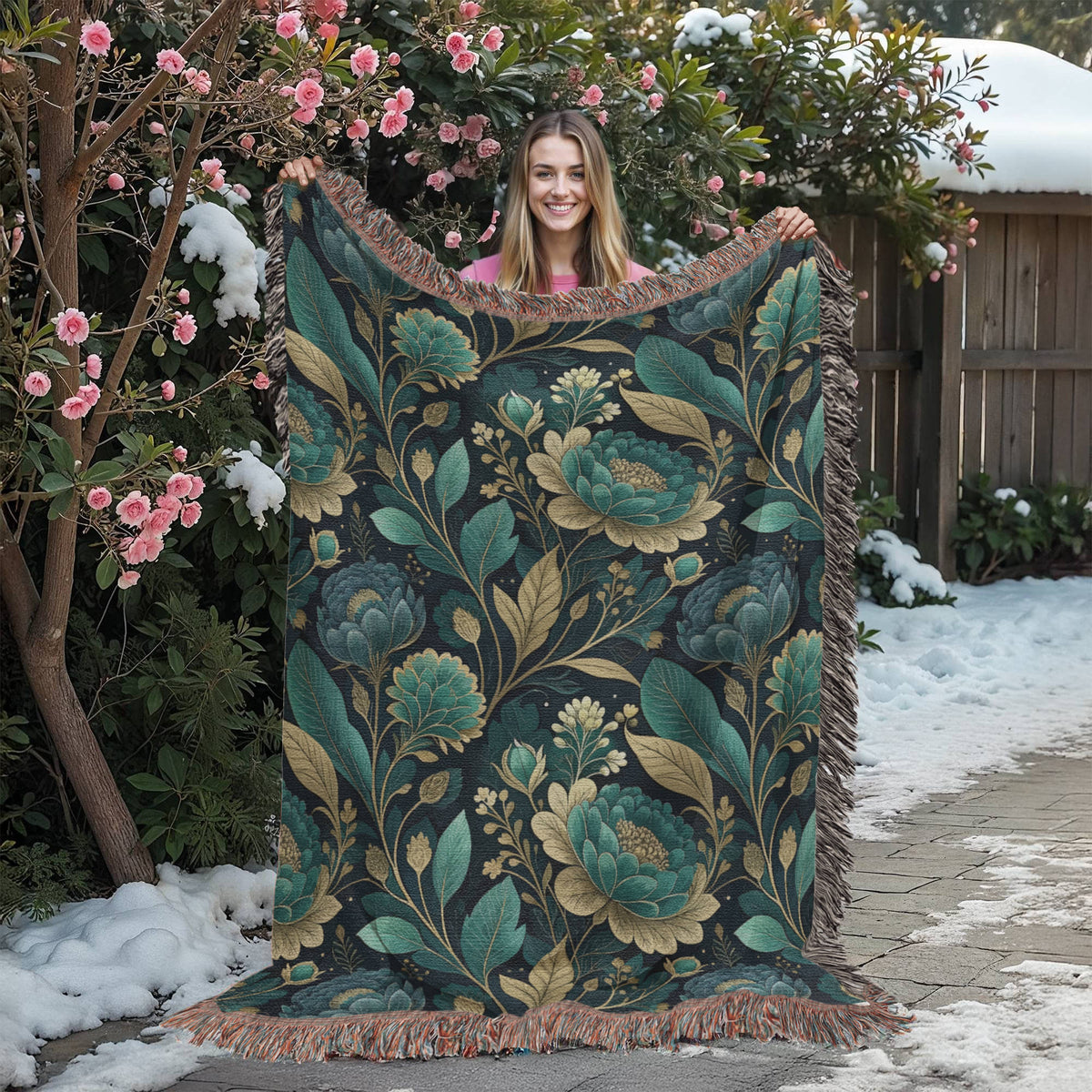Oversized Floral Pattern 006 - 60" x 80" Heirloom Woven Blanket