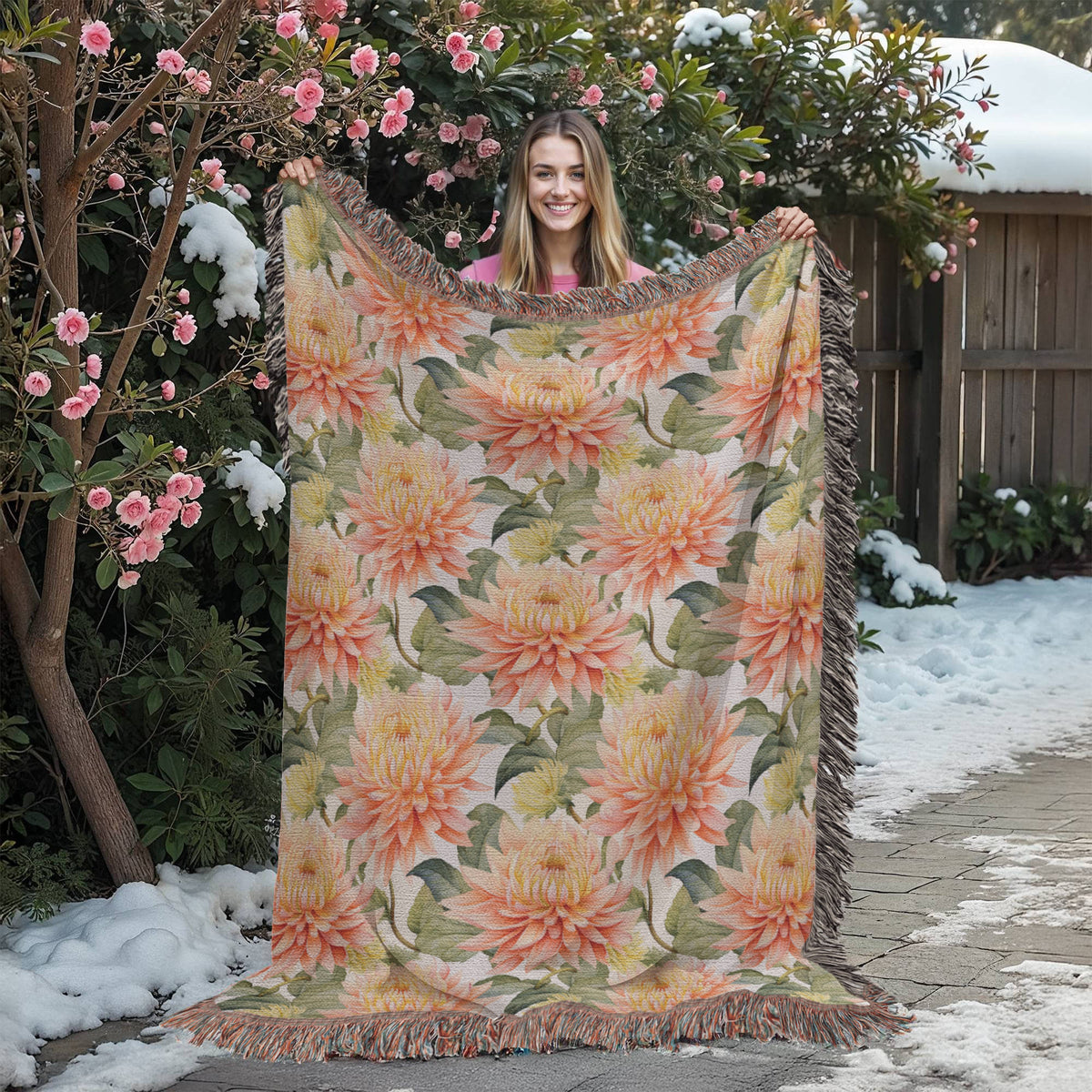 Spring Flowers Pattern 025 - 60" x 80" Heirloom Woven Blanket