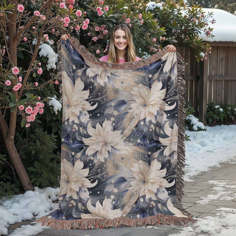 Nocturnal Bloom Pattern 003 - 60" x 80" Heirloom Woven Blanket