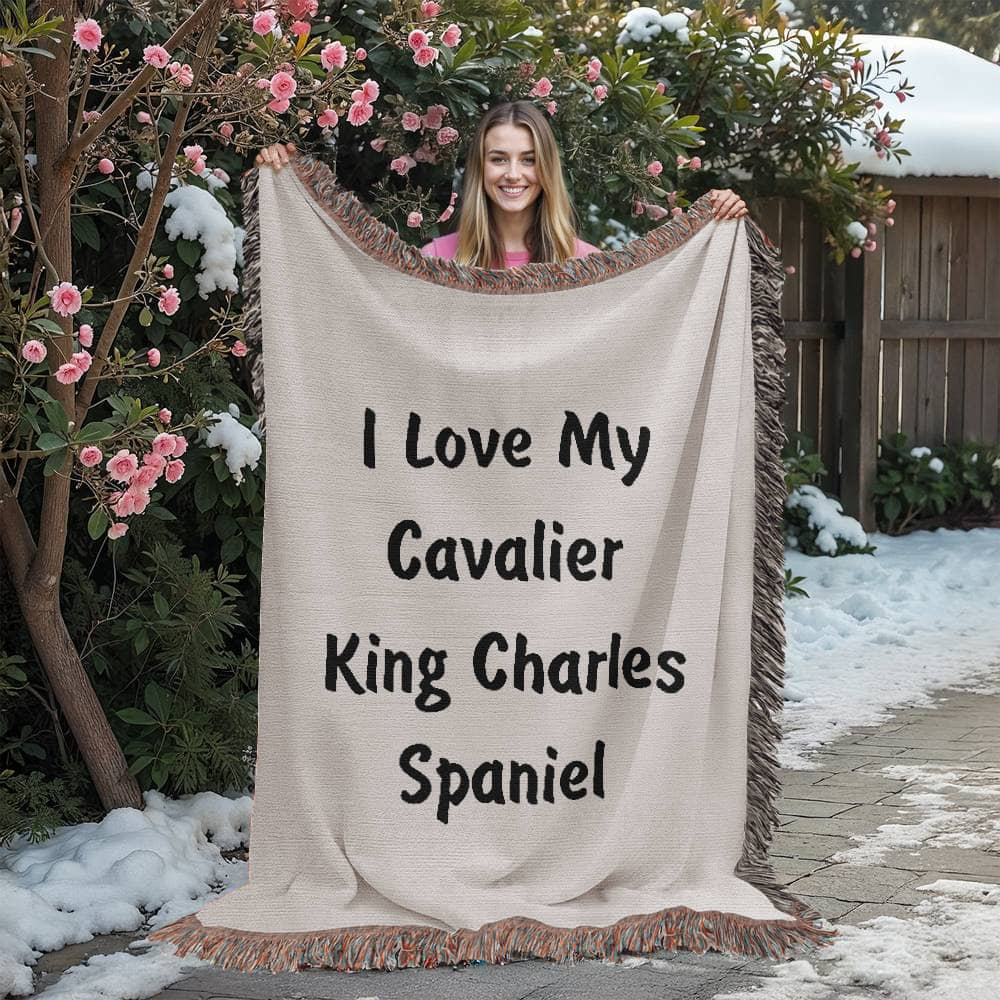 Love My Cavalier King Charles Spaniel v4 - 60" x 80" Heirloom Woven Blanket