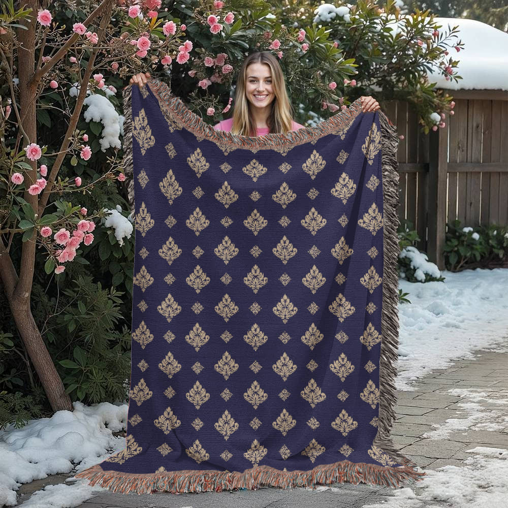 Damask Pattern 003 - 60" x 80" Heirloom Woven Blanket