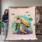 Cute Sea Turtle 002 - 60" x 80" Heirloom Woven Blanket
