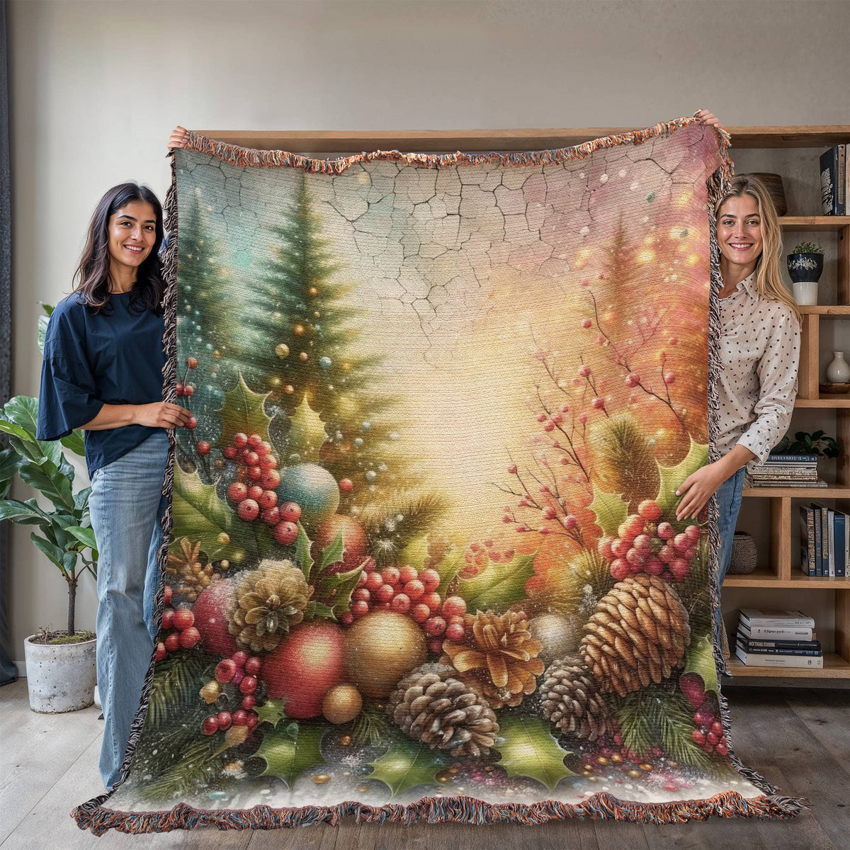 Festive Christmas Winter Scene 006 - 60" x 80" Heirloom Woven Blanket