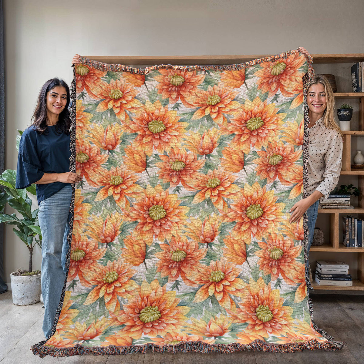 Spring Flowers Pattern 019 - 60" x 80" Heirloom Woven Blanket