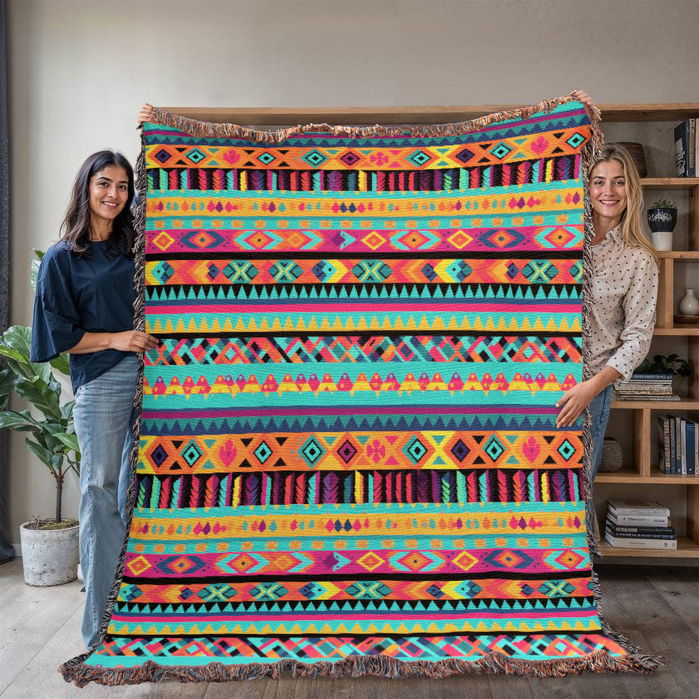 Mexican Textile Pattern 007 - 60" x 80" Heirloom Woven Blanket