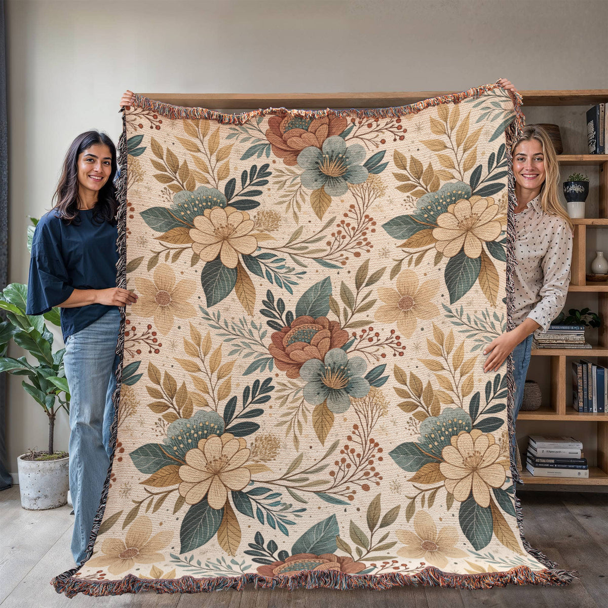 Oversized Floral Pattern 014 - 60" x 80" Heirloom Woven Blanket