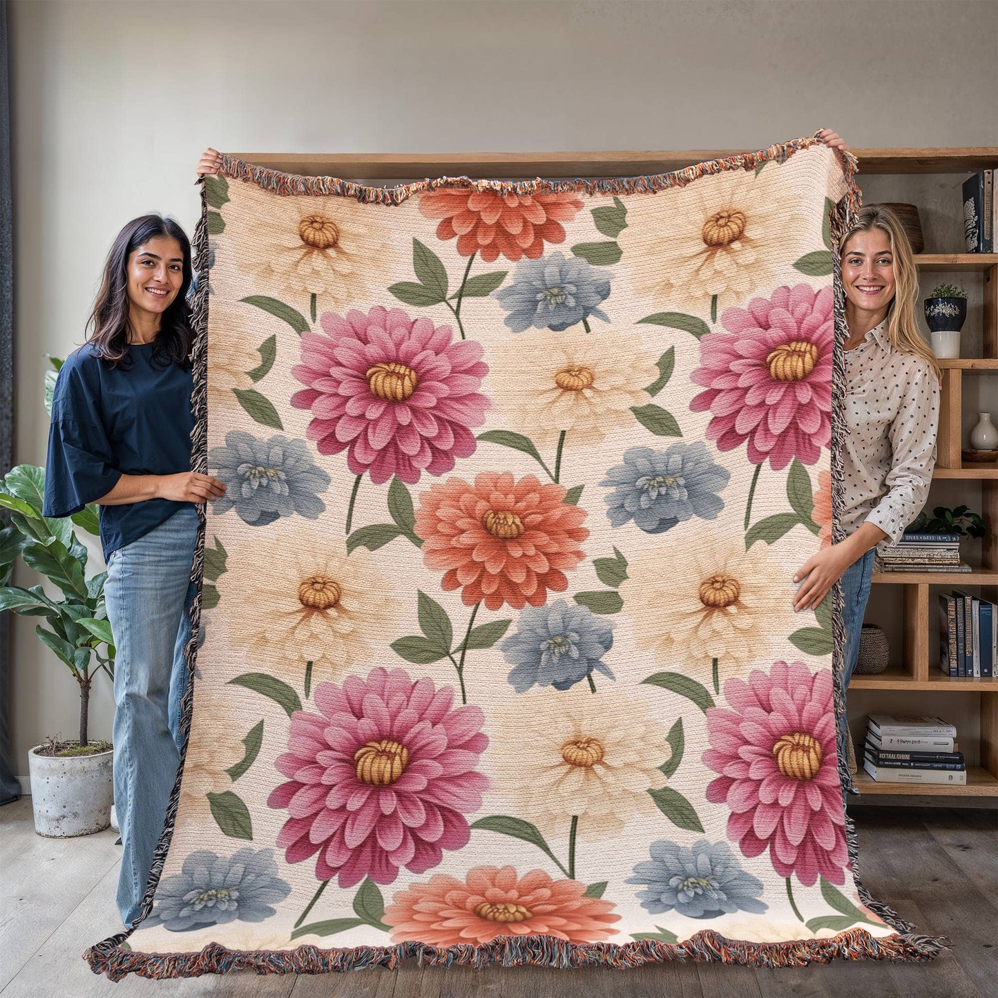 Spring Flowers Pattern 010 - 60" x 80" Heirloom Woven Blanket