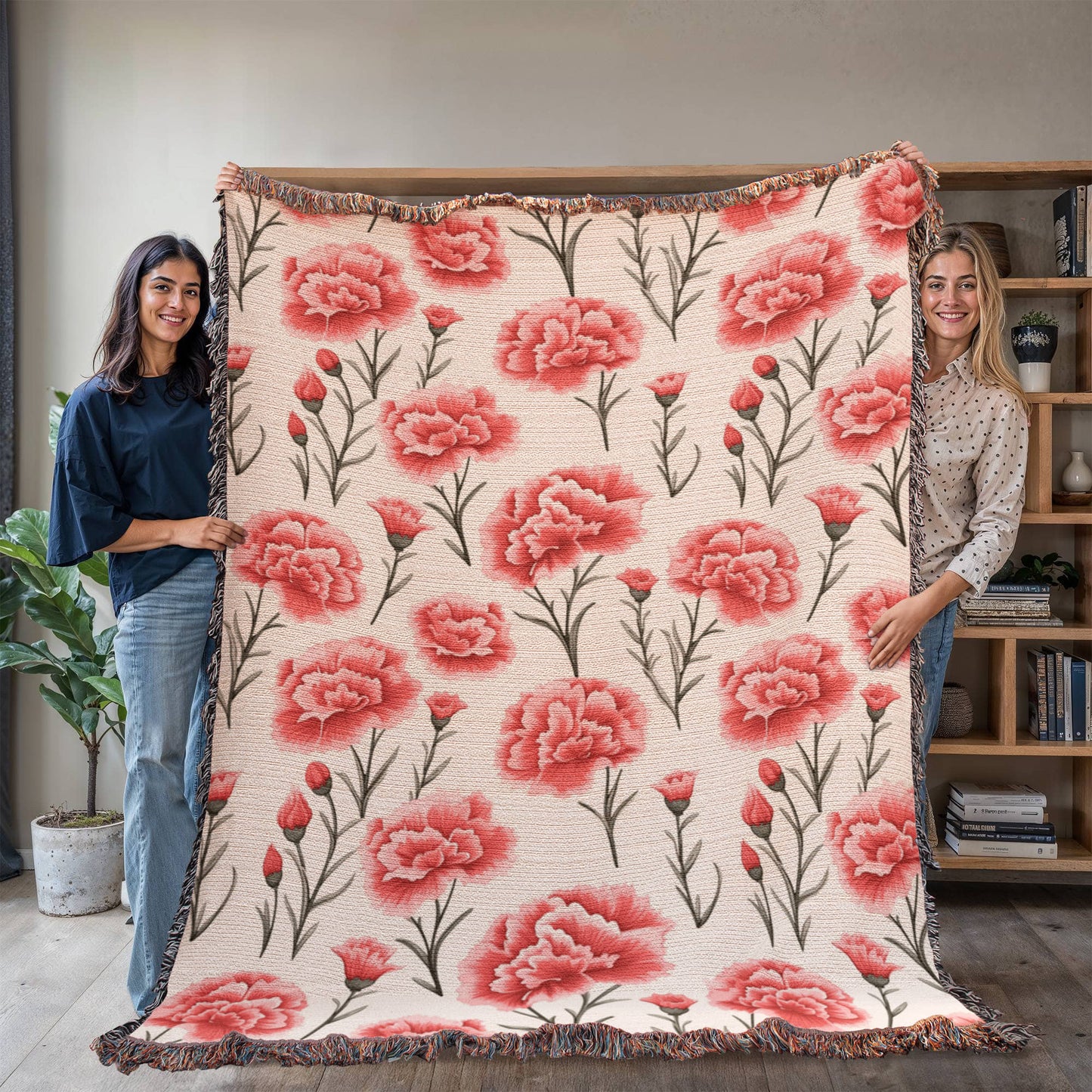Spring Flowers Pattern 005 - 60" x 80" Heirloom Woven Blanket