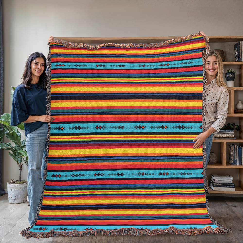 Mexican Textile Pattern 009 - 60" x 80" Heirloom Woven Blanket