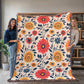 Mexican Floral Fiesta Pattern 040 - 60" x 80" Heirloom Woven Blanket