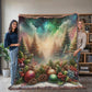 Festive Christmas Winter Scene 001 - 60" x 80" Heirloom Woven Blanket