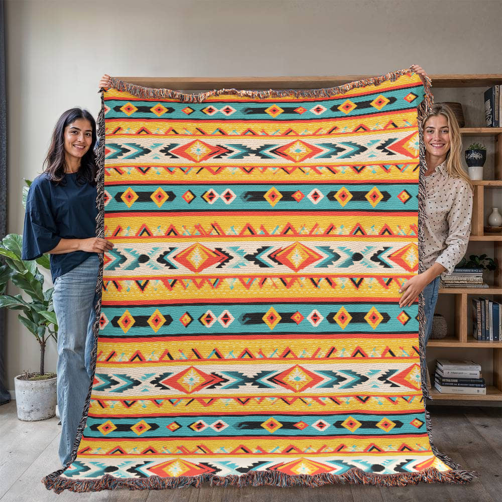 Mexican Textile Pattern 004 - 60" x 80" Heirloom Woven Blanket