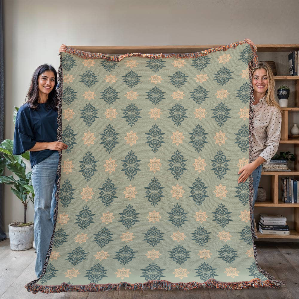Damask Pattern 023 - 60" x 80" Heirloom Woven Blanket