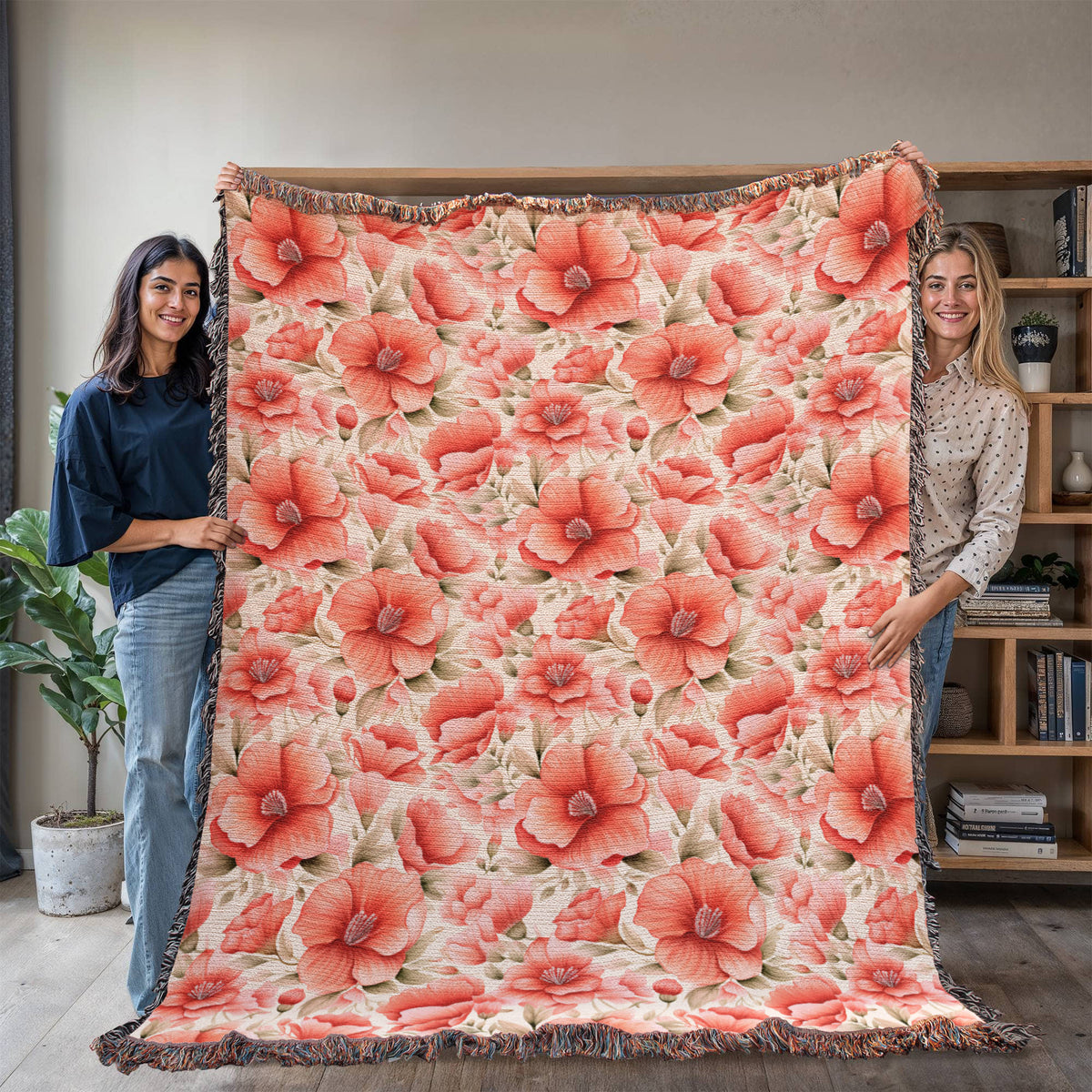 Spring Flowers Pattern 023 - 60" x 80" Heirloom Woven Blanket