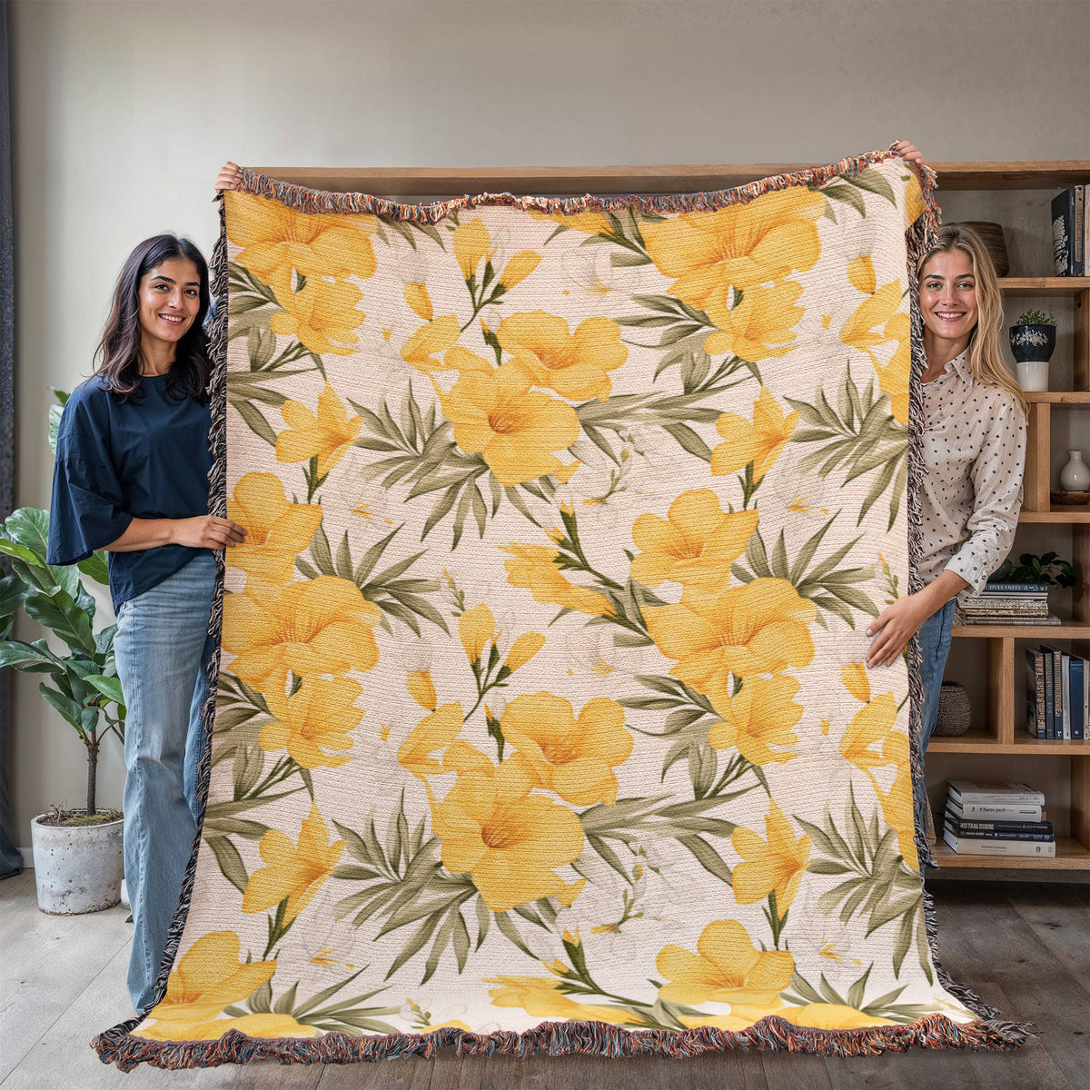 Spring Flowers Pattern 015 - 60" x 80" Heirloom Woven Blanket