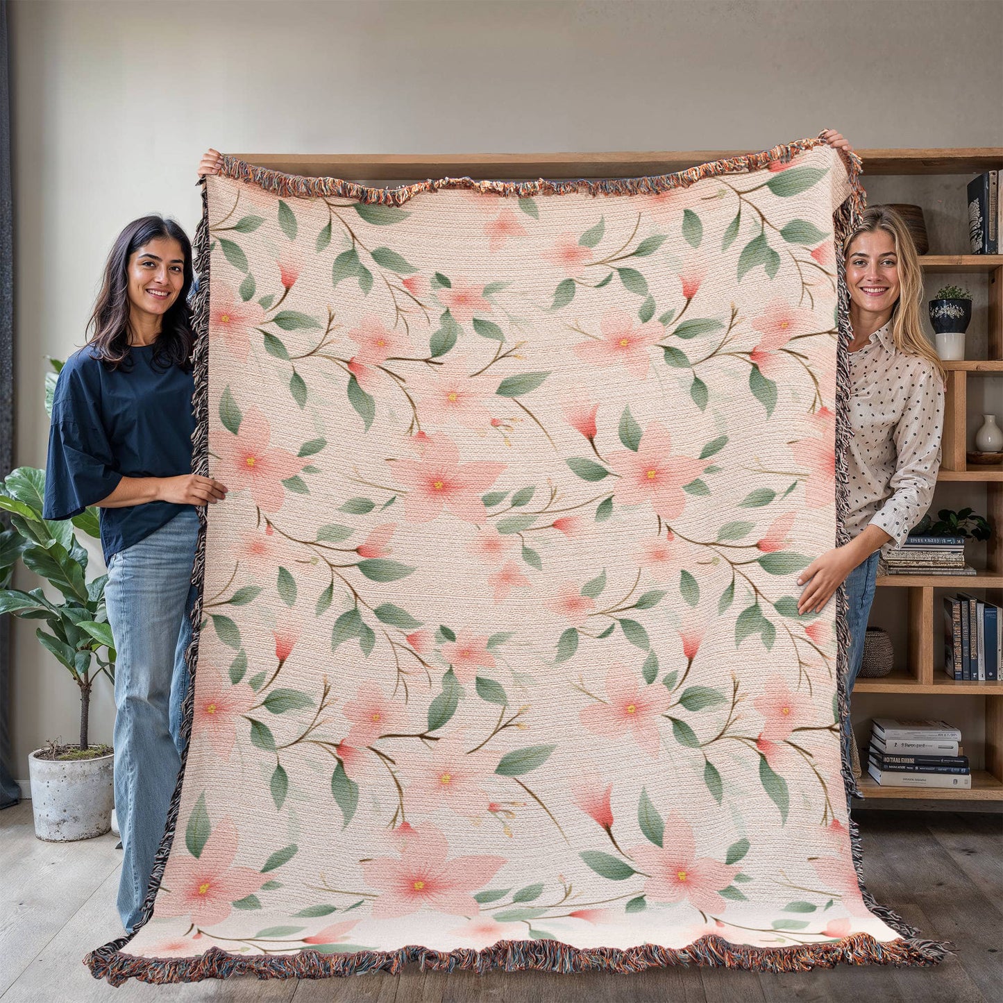 Spring Flowers Pattern 014 - 60" x 80" Heirloom Woven Blanket
