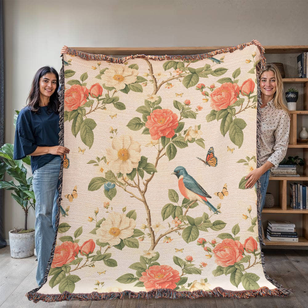 Chinoiserie Pattern 034 - 60" x 80" Heirloom Woven Blanket