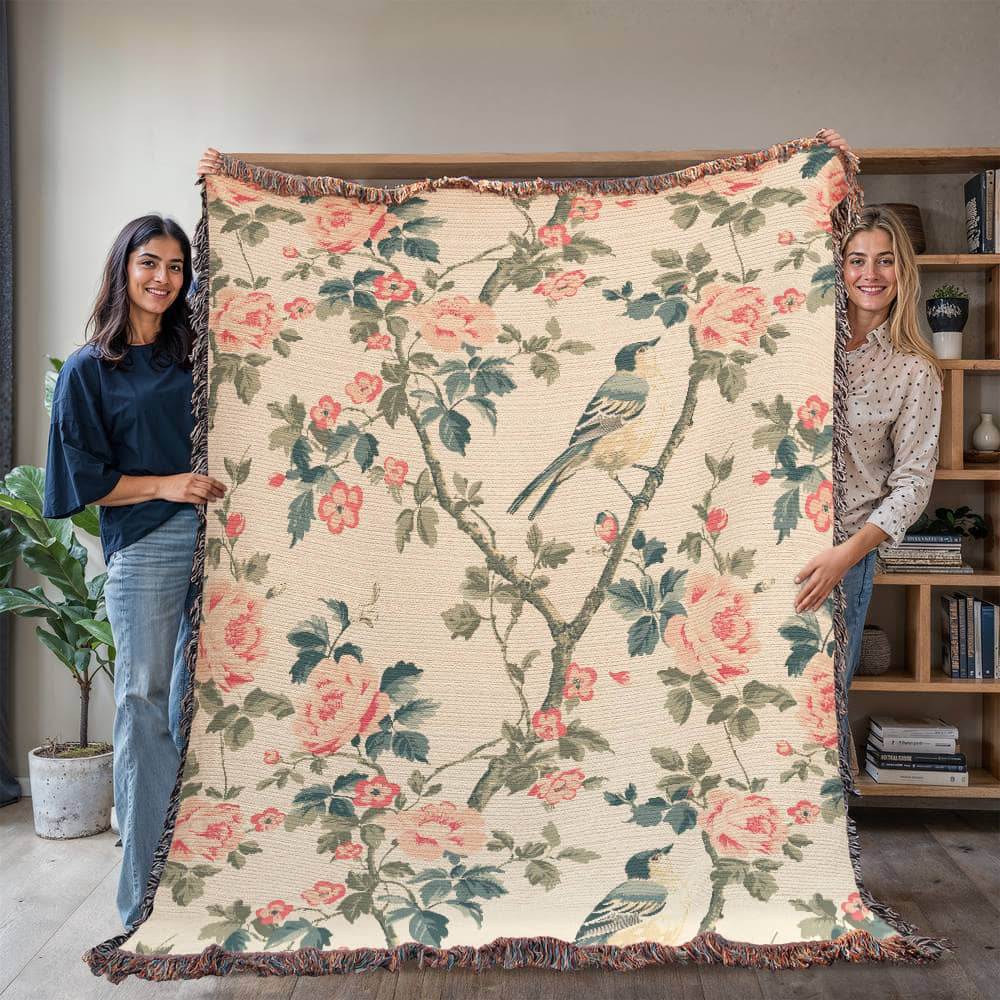 Chinoiserie Pattern 031 - 60" x 80" Heirloom Woven Blanket