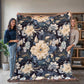 Nocturnal Bloom Pattern 001 - 60" x 80" Heirloom Woven Blanket