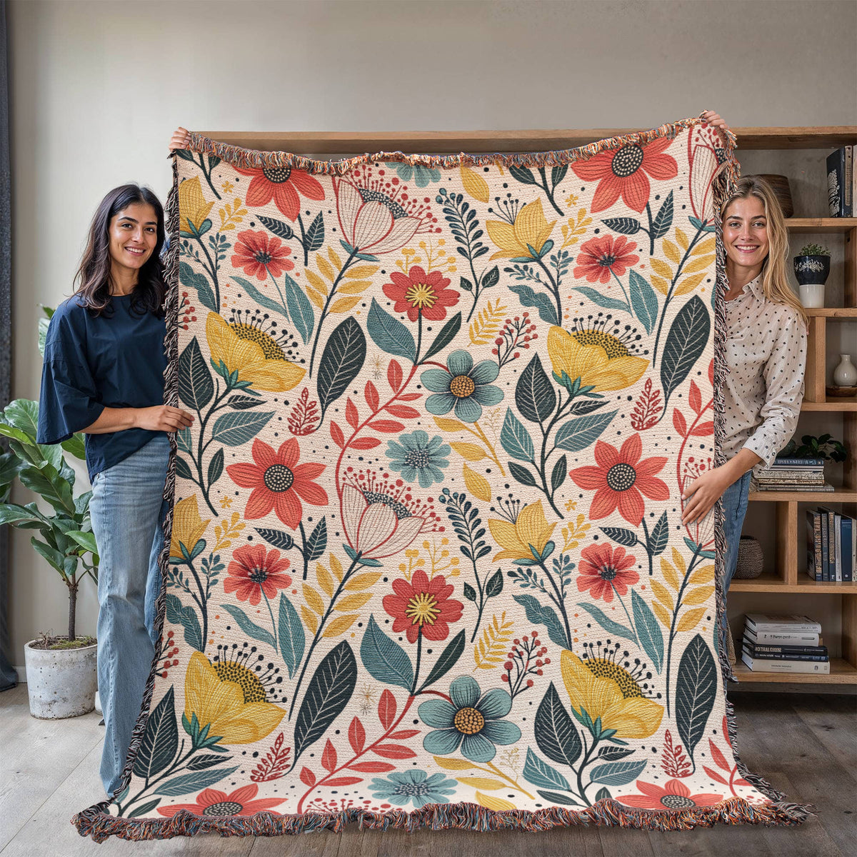 Oversized Floral Pattern 011 - 60" x 80" Heirloom Woven Blanket