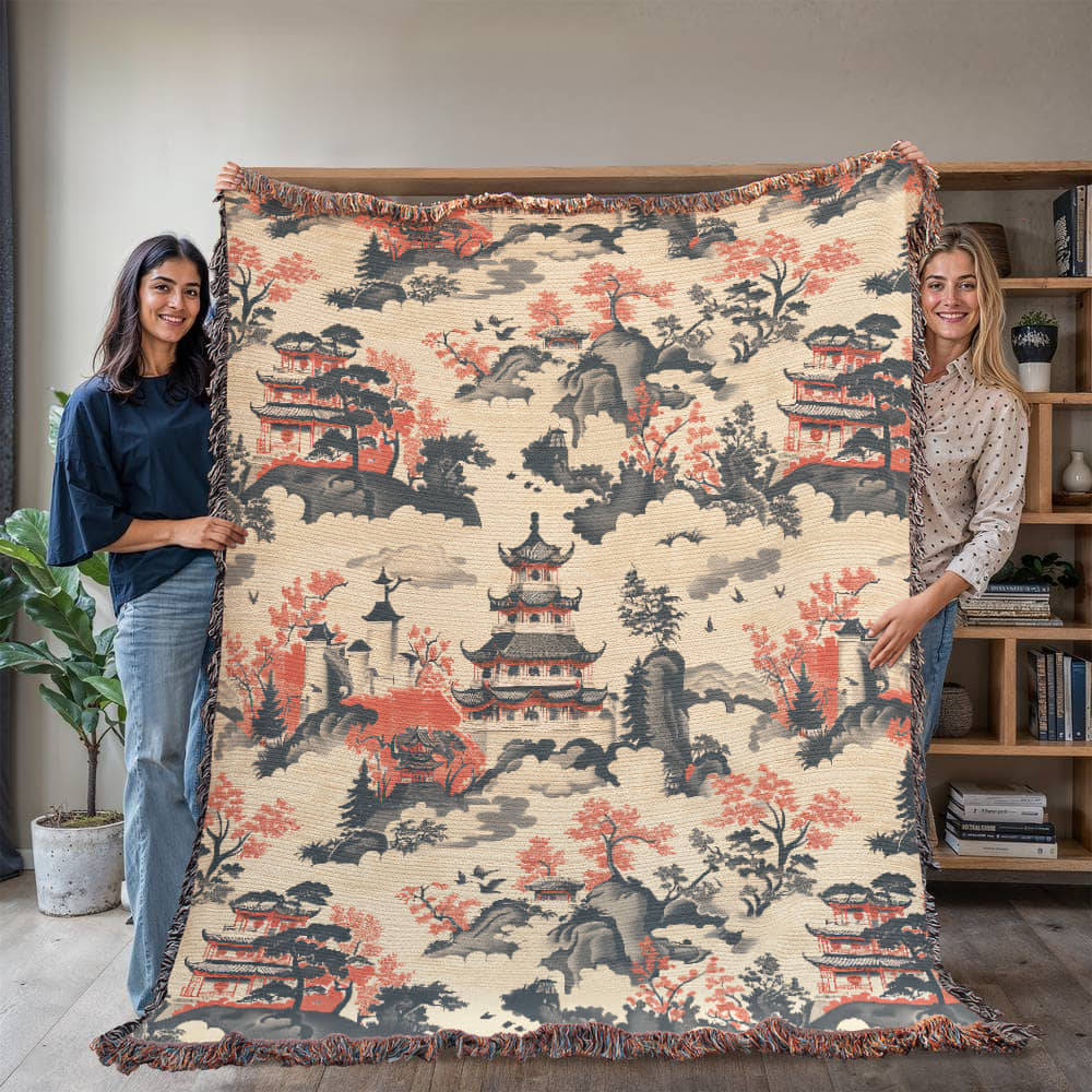 Chinese Ornament Pattern 008 - 60" x 80" Heirloom Woven Blanket