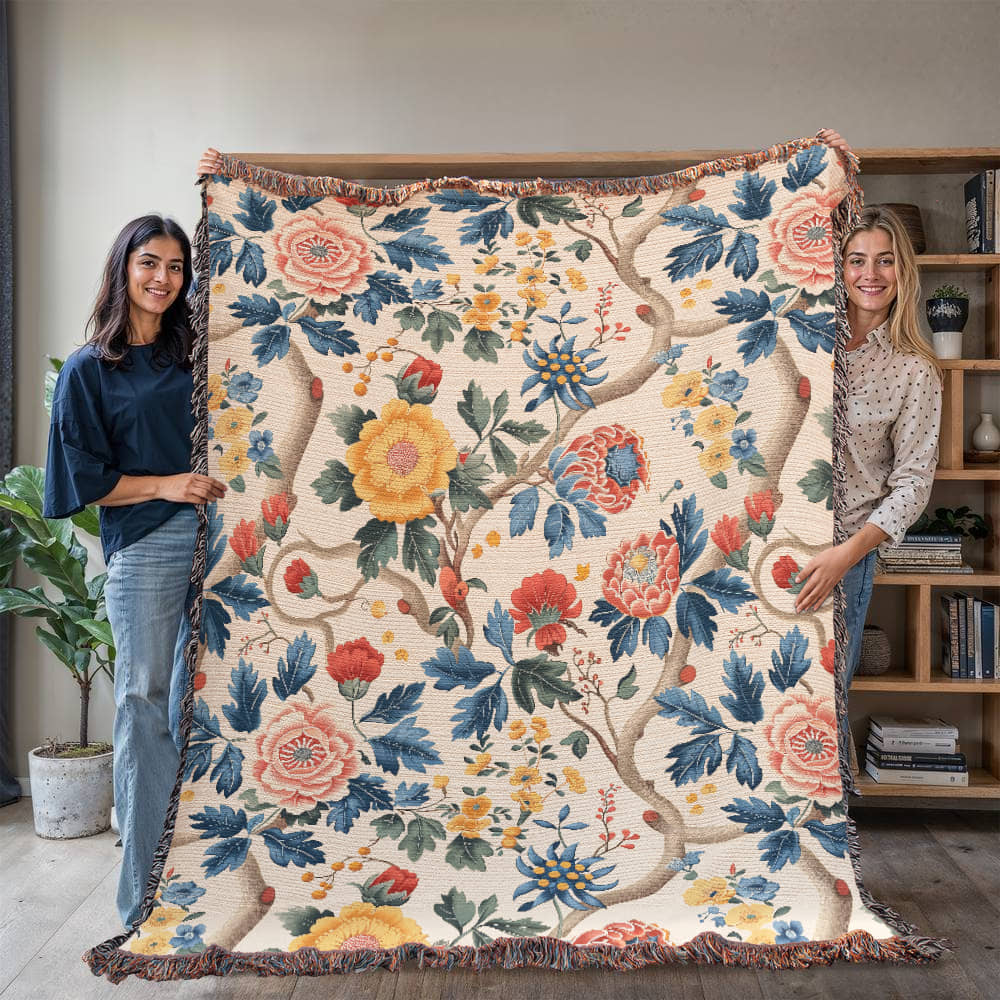Chinoiserie Pattern 013 - 60" x 80" Heirloom Woven Blanket