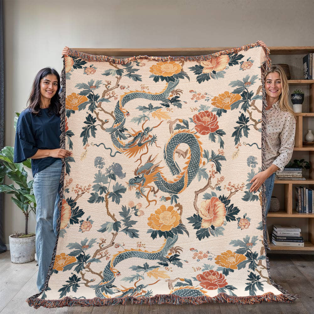 Chinoiserie Pattern 007 - 60" x 80" Heirloom Woven Blanket