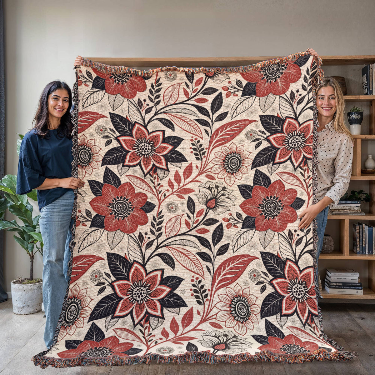 Oversized Floral Pattern 004 - 60" x 80" Heirloom Woven Blanket
