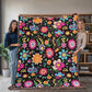 Mexican Floral Fiesta Pattern 034 - 60" x 80" Heirloom Woven Blanket