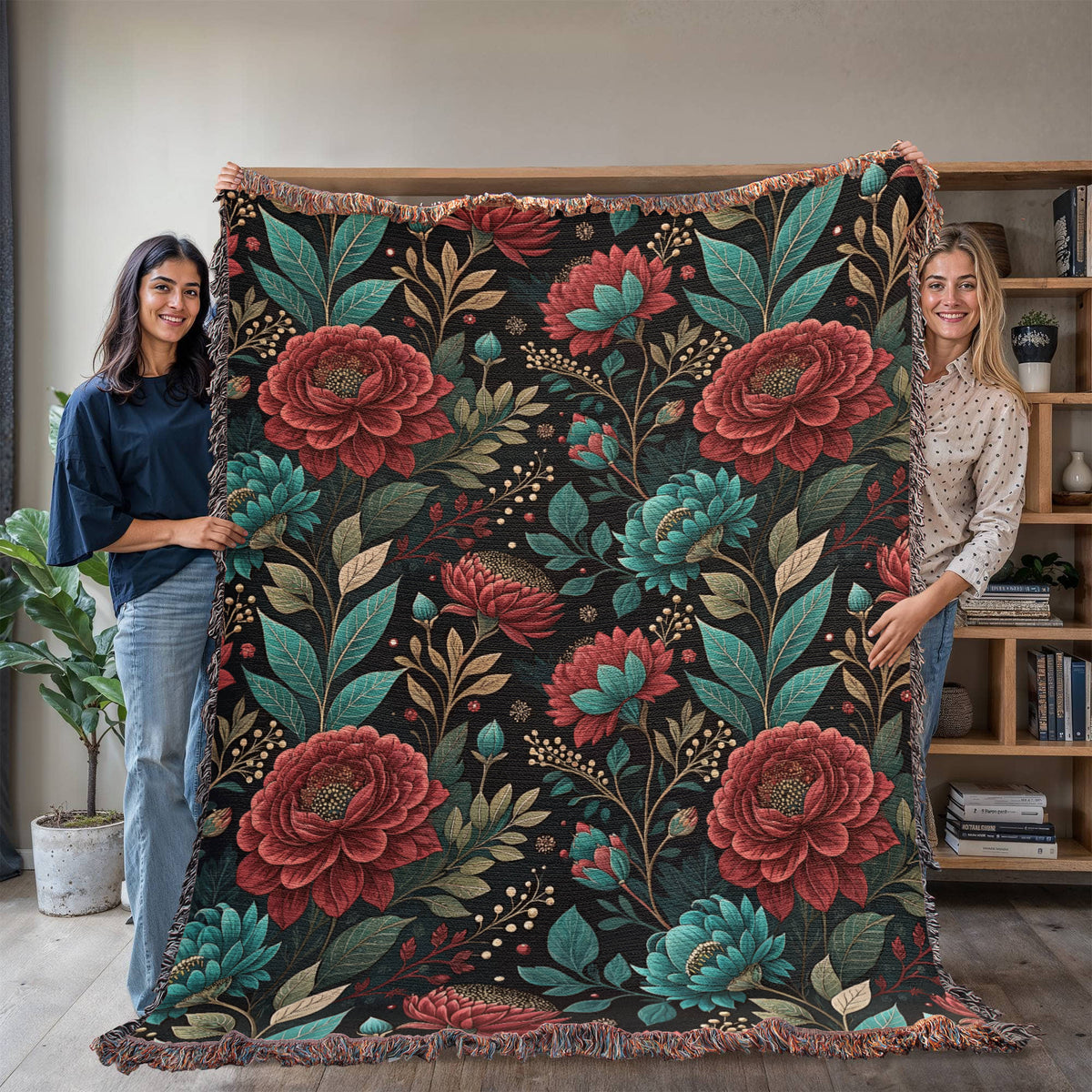 Oversized Floral Pattern 026 - 60" x 80" Heirloom Woven Blanket