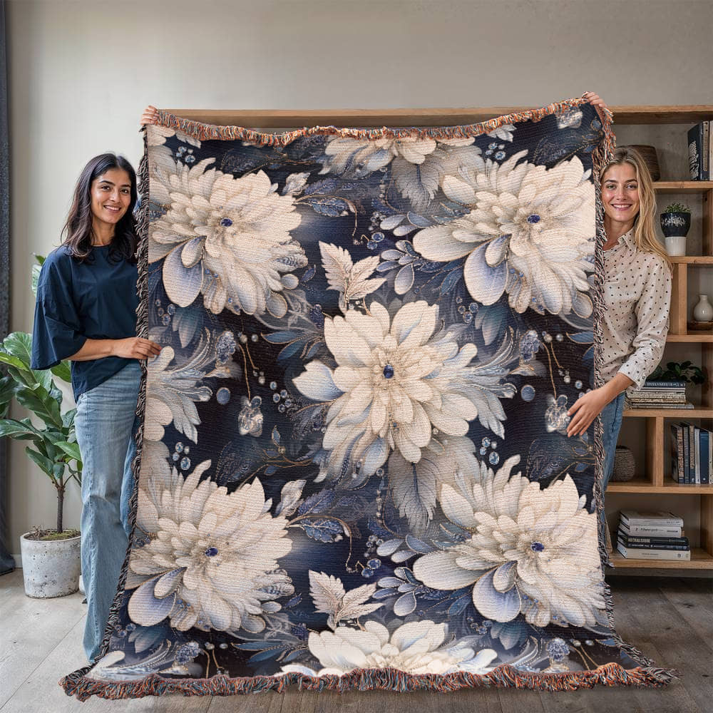 Nocturnal Bloom Pattern 009 - 60" x 80" Heirloom Woven Blanket