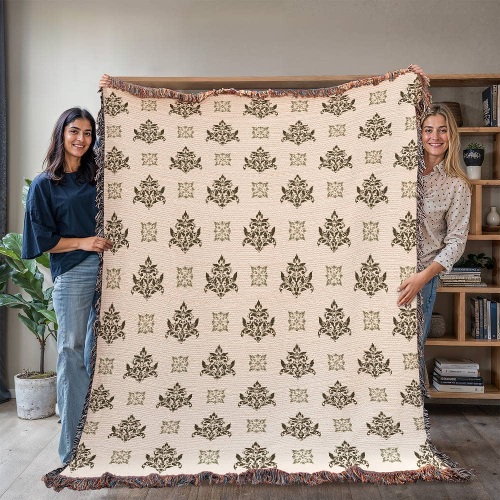 Damask Pattern 008 - 60" x 80" Heirloom Woven Blanket