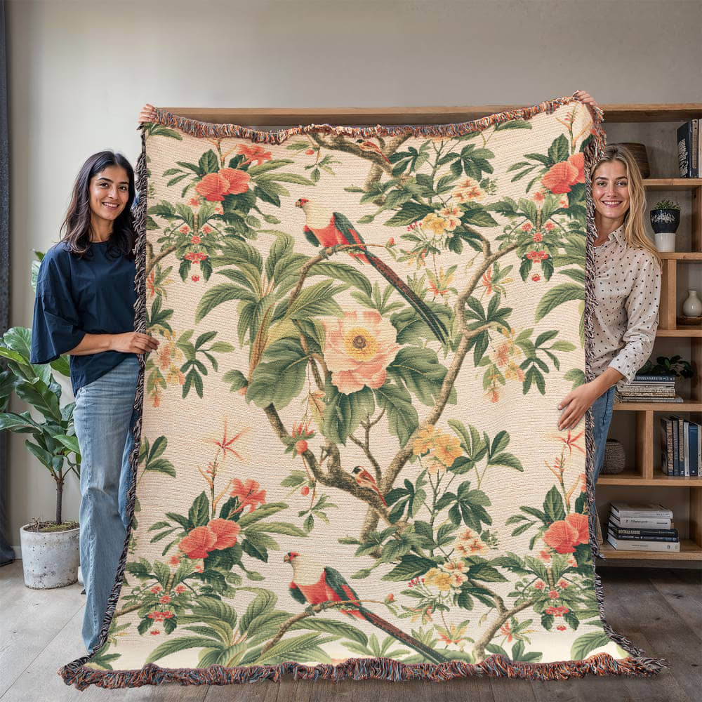 Chinoiserie Pattern 032 - 60" x 80" Heirloom Woven Blanket