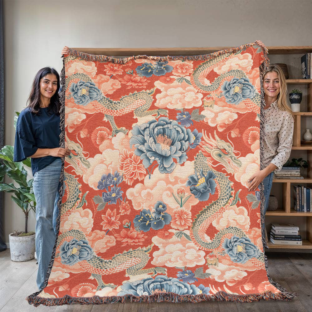 Chinoiserie Pattern 009 - 60" x 80" Heirloom Woven Blanket