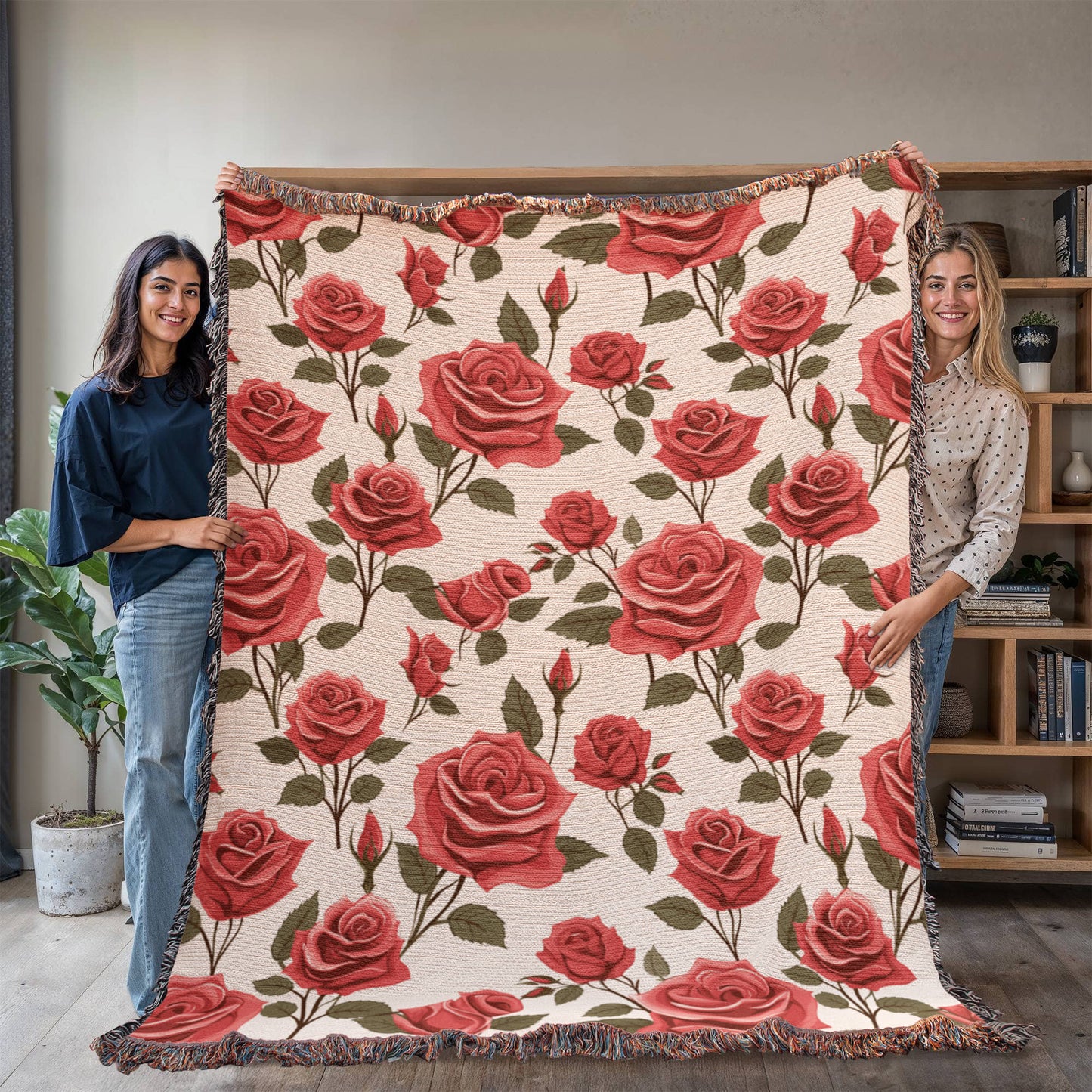 Spring Flowers Pattern 020 - 60" x 80" Heirloom Woven Blanket
