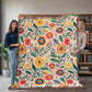 Mexican Floral Fiesta Pattern 023 - 60" x 80" Heirloom Woven Blanket