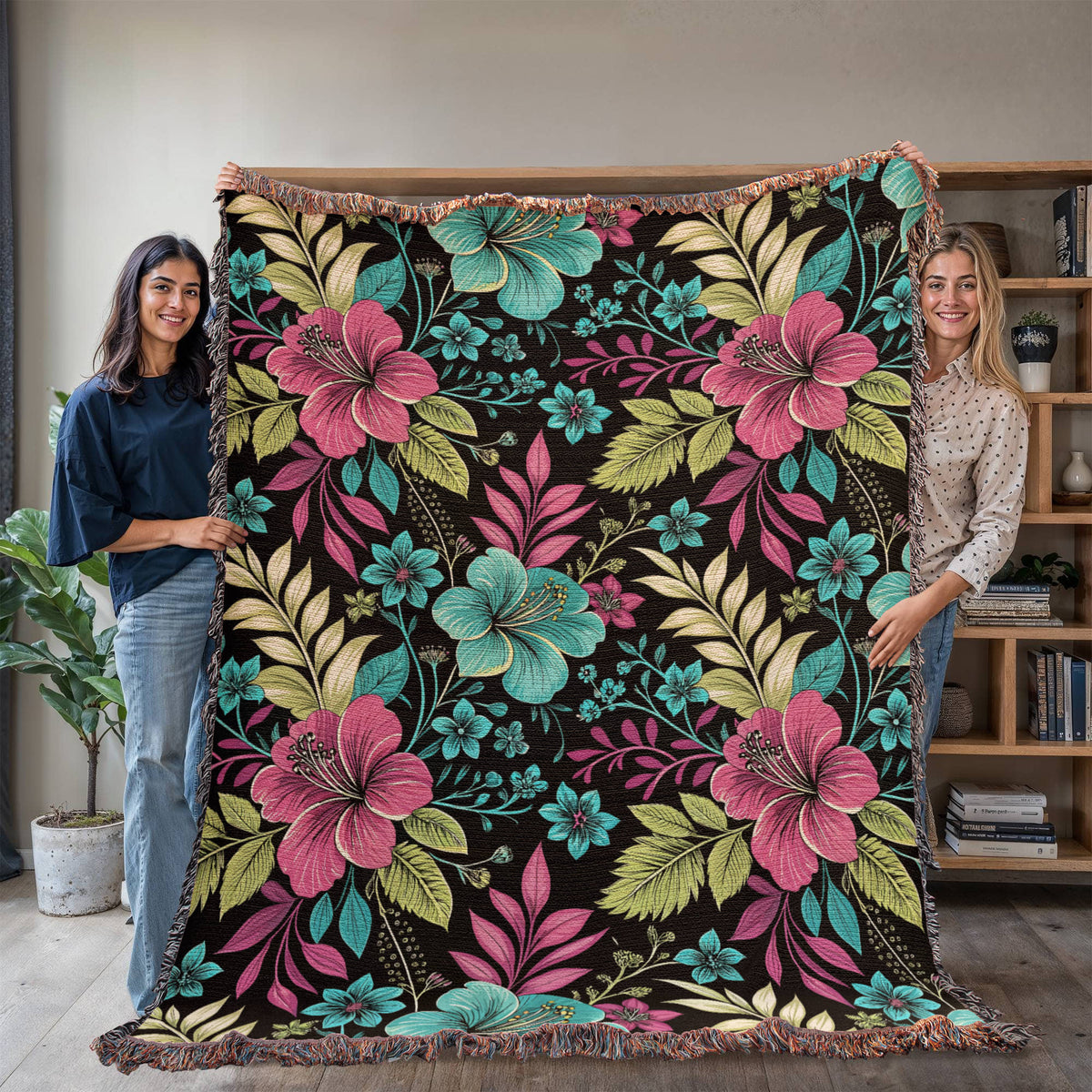 Oversized Floral Pattern 021 - 60" x 80" Heirloom Woven Blanket