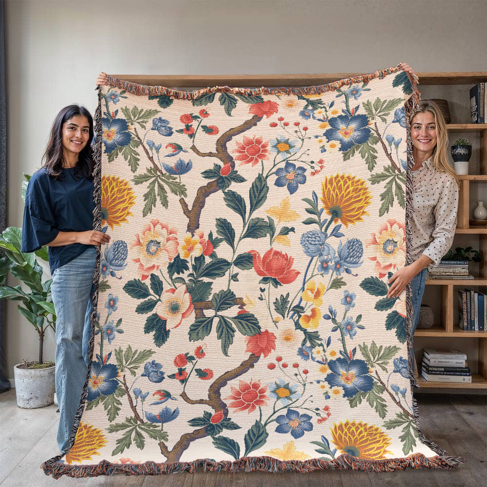 Chinoiserie Pattern 024 - 60" x 80" Heirloom Woven Blanket