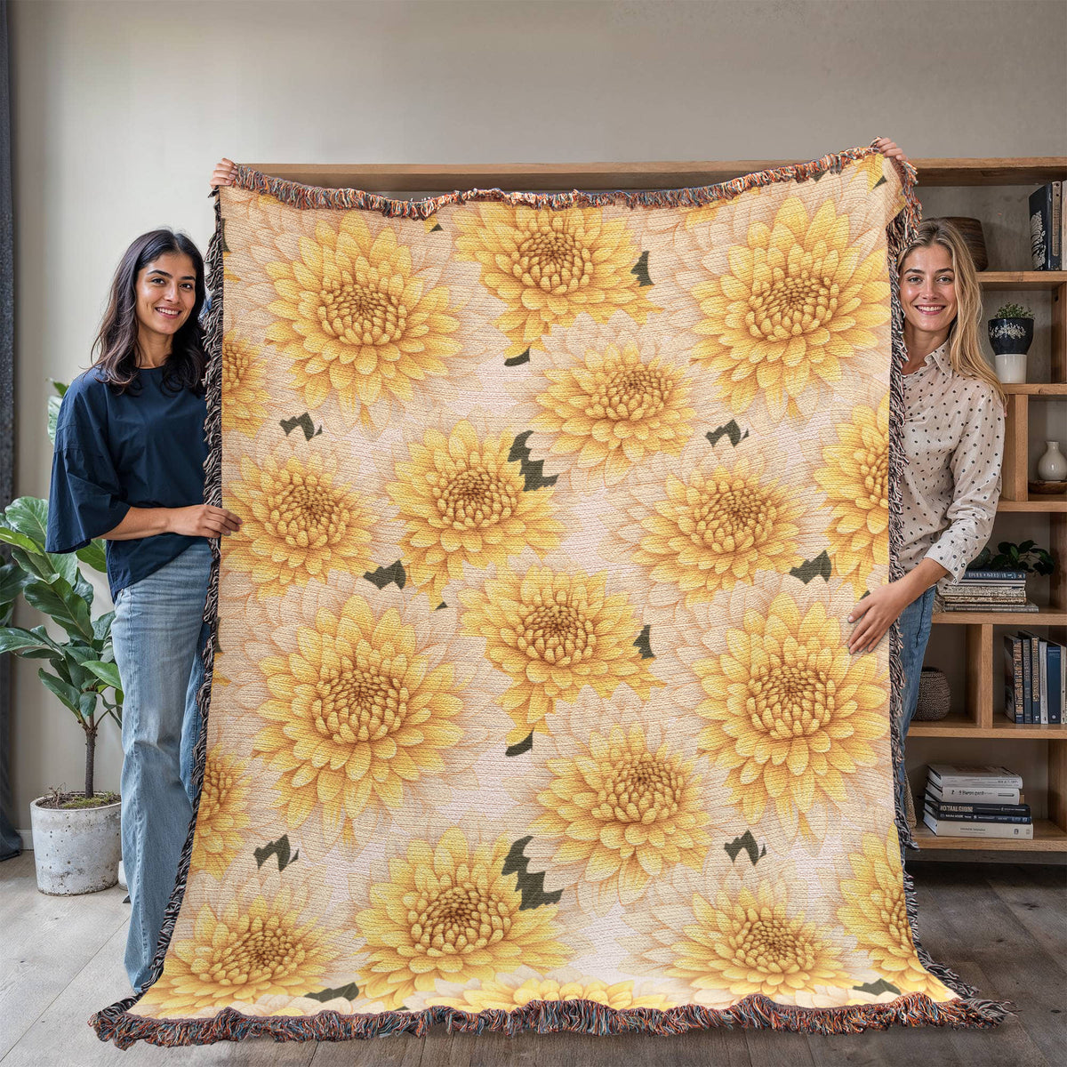 Spring Flowers Pattern 016 - 60" x 80" Heirloom Woven Blanket